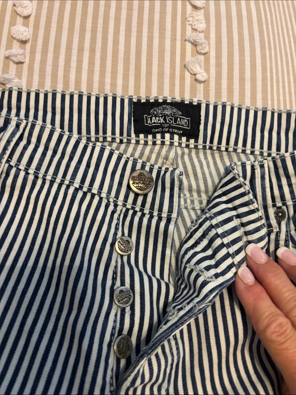 Striped Navy & White Cargo Shorts - Men's Casual Utility Style